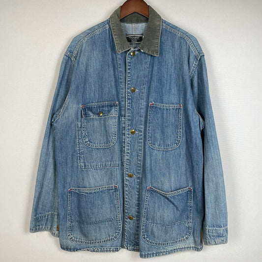 【中古品】【メンズ】 Sears WORK'N LEISURE シアーズワークレジャー 70's DENIM COVERALLS VINTAGE 70年代 デニム カバーオール アウター 襟コーデュロイ ヴィンテージ 145-260711-ss-07-tei サイズ：L カラー：インディゴ 万代Net店