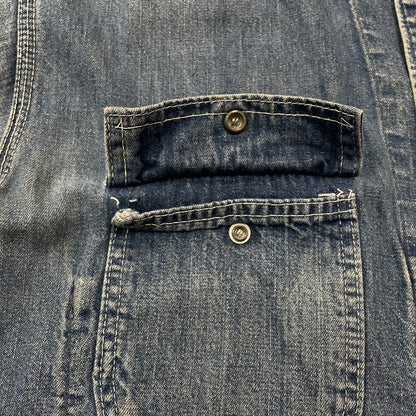 【中古品】【メンズ】 Sears WORK'N LEISURE シアーズワークレジャー 70's DENIM COVERALLS VINTAGE 70年代 デニム カバーオール アウター 襟コーデュロイ ヴィンテージ 145-260711-ss-07-tei サイズ：L カラー：インディゴ 万代Net店