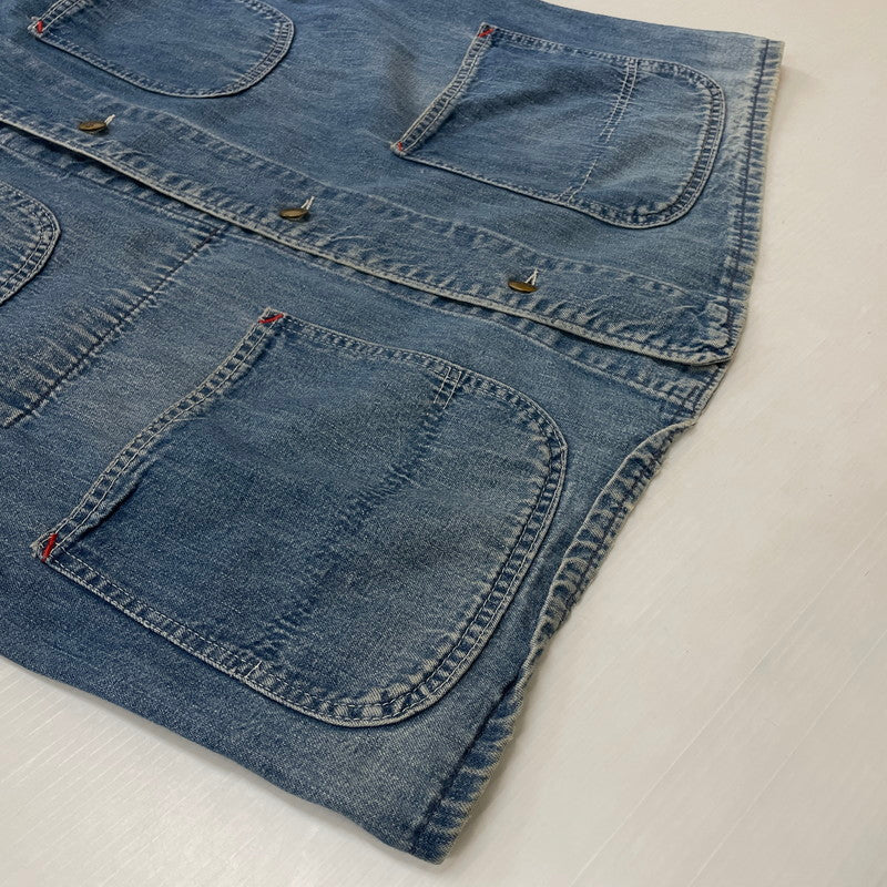 【中古品】【メンズ】 Sears WORK'N LEISURE シアーズワークレジャー 70's DENIM COVERALLS VINTAGE 70年代 デニム カバーオール アウター 襟コーデュロイ ヴィンテージ 145-260711-ss-07-tei サイズ：L カラー：インディゴ 万代Net店