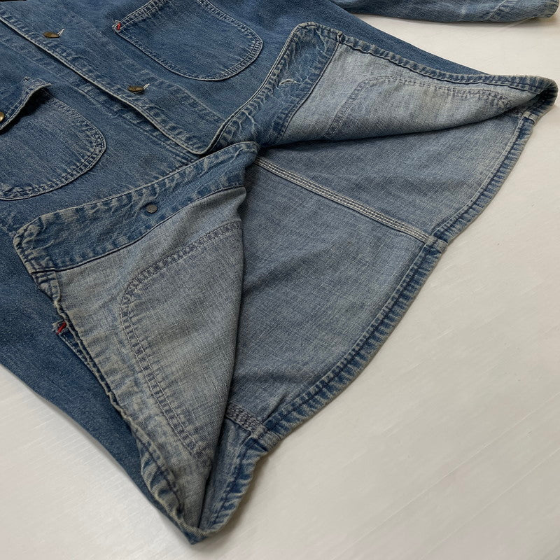【中古品】【メンズ】 Sears WORK'N LEISURE シアーズワークレジャー 70's DENIM COVERALLS VINTAGE 70年代 デニム カバーオール アウター 襟コーデュロイ ヴィンテージ 145-260711-ss-07-tei サイズ：L カラー：インディゴ 万代Net店