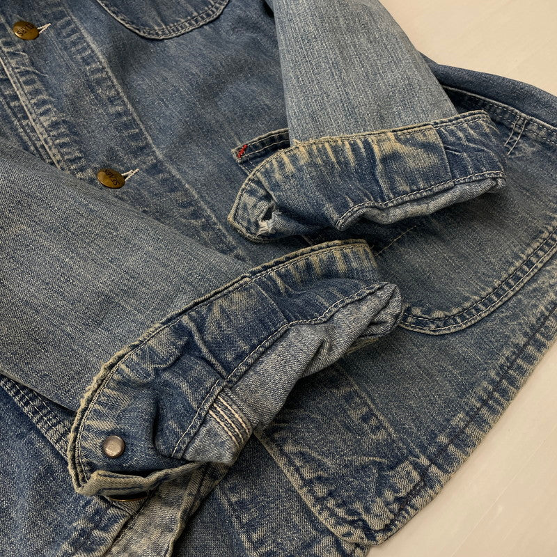 【中古品】【メンズ】 Sears WORK'N LEISURE シアーズワークレジャー 70's DENIM COVERALLS VINTAGE 70年代 デニム カバーオール アウター 襟コーデュロイ ヴィンテージ 145-260711-ss-07-tei サイズ：L カラー：インディゴ 万代Net店