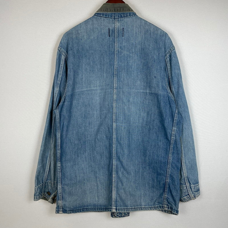 【中古品】【メンズ】 Sears WORK'N LEISURE シアーズワークレジャー 70's DENIM COVERALLS VINTAGE 70年代 デニム カバーオール アウター 襟コーデュロイ ヴィンテージ 145-260711-ss-07-tei サイズ：L カラー：インディゴ 万代Net店