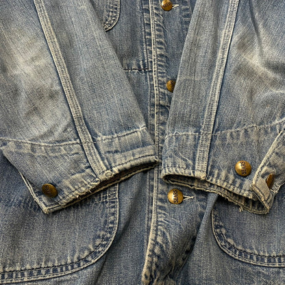 【中古品】【メンズ】 Sears WORK'N LEISURE シアーズワークレジャー 70's DENIM COVERALLS VINTAGE 70年代 デニム カバーオール アウター 襟コーデュロイ ヴィンテージ 145-260711-ss-07-tei サイズ：L カラー：インディゴ 万代Net店