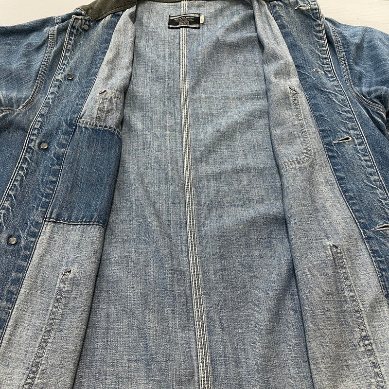 【中古品】【メンズ】 Sears WORK'N LEISURE シアーズワークレジャー 70's DENIM COVERALLS VINTAGE 70年代 デニム カバーオール アウター 襟コーデュロイ ヴィンテージ 145-260711-ss-07-tei サイズ：L カラー：インディゴ 万代Net店