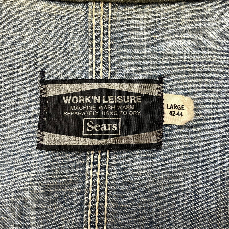 【中古品】【メンズ】 Sears WORK'N LEISURE シアーズワークレジャー 70's DENIM COVERALLS VINTAGE 70年代 デニム カバーオール アウター 襟コーデュロイ ヴィンテージ 145-260711-ss-07-tei サイズ：L カラー：インディゴ 万代Net店