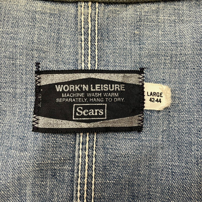【中古品】【メンズ】 Sears WORK'N LEISURE シアーズワークレジャー 70's DENIM COVERALLS VINTAGE 70年代 デニム カバーオール アウター 襟コーデュロイ ヴィンテージ 145-260711-ss-07-tei サイズ：L カラー：インディゴ 万代Net店