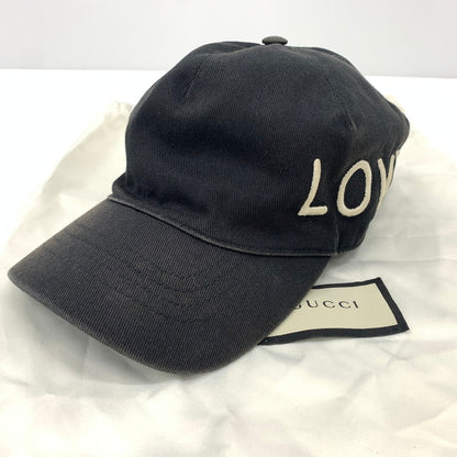 【中古品】【メンズ】 GUCCI グッチ LOVED LOGO CAP 478948 3HD05 ラブ ロゴ キャップ 帽子 コットン キャンバスベースボールキャップ 185-260714-ko-09-tei サイズ：L カラー：ブラック 万代Net店