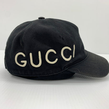 【中古品】【メンズ】 GUCCI グッチ LOVED LOGO CAP 478948 3HD05 ラブ ロゴ キャップ 帽子 コットン キャンバスベースボールキャップ 185-260714-ko-09-tei サイズ：L カラー：ブラック 万代Net店