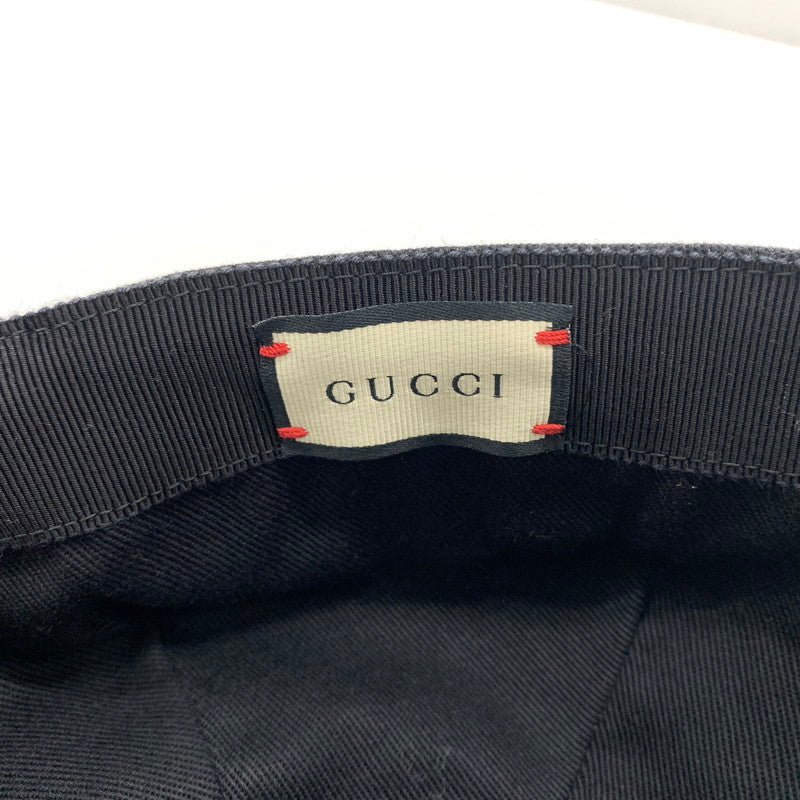 【中古品】【メンズ】 GUCCI グッチ LOVED LOGO CAP 478948 3HD05 ラブ ロゴ キャップ 帽子 コットン キャンバスベースボールキャップ 185-260714-ko-09-tei サイズ：L カラー：ブラック 万代Net店