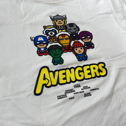 【中古品】【メンズ】 A BATHING APE アベイシングエイプ × MARVEL マーベル 別注コラボ COMIC PRINT S/S TEE コミック プリント ショートスリーブTシャツ 半袖トップス 142-260711-ss-01-tei サイズ：2XL カラー：ホワイト 万代Net店