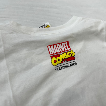 【中古品】【メンズ】 A BATHING APE アベイシングエイプ × MARVEL マーベル 別注コラボ COMIC PRINT S/S TEE コミック プリント ショートスリーブTシャツ 半袖トップス 142-260711-ss-01-tei サイズ：2XL カラー：ホワイト 万代Net店