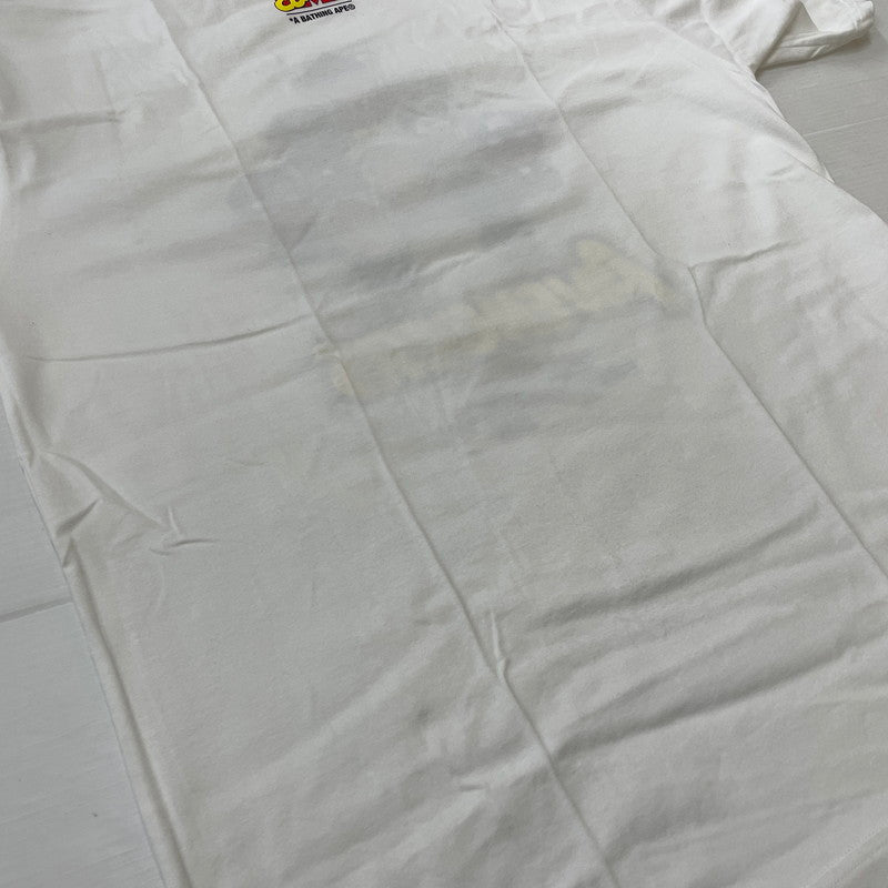【中古品】【メンズ】 A BATHING APE アベイシングエイプ × MARVEL マーベル 別注コラボ COMIC PRINT S/S TEE コミック プリント ショートスリーブTシャツ 半袖トップス 142-260711-ss-01-tei サイズ：2XL カラー：ホワイト 万代Net店