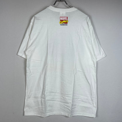 【中古品】【メンズ】 A BATHING APE アベイシングエイプ × MARVEL マーベル 別注コラボ COMIC PRINT S/S TEE コミック プリント ショートスリーブTシャツ 半袖トップス 142-260711-ss-01-tei サイズ：2XL カラー：ホワイト 万代Net店