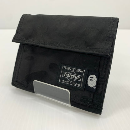 【中古品】【メンズ】 A BATHING APE アベイシングエイプ × PORTER ポーター 別注 コラボ JACQUARD CAMO WALLET ジャカード カモ ウォレット 財布 200-260714-ko-06-tei カラー：ブラック 万代Net店