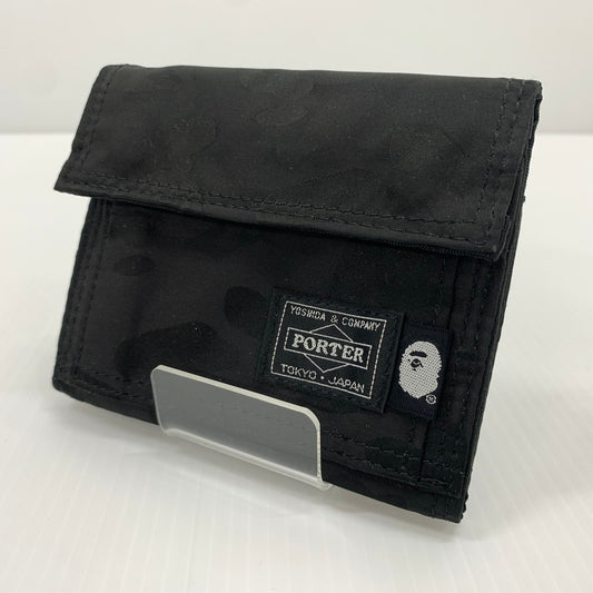 【中古品】【メンズ】 A BATHING APE アベイシングエイプ × PORTER ポーター 別注 コラボ JACQUARD CAMO WALLET ジャカード カモ ウォレット 財布 200-260714-ko-06-tei カラー：ブラック 万代Net店