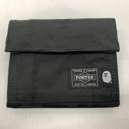 【中古品】【メンズ】 A BATHING APE アベイシングエイプ × PORTER ポーター 別注 コラボ JACQUARD CAMO WALLET ジャカード カモ ウォレット 財布 200-260714-ko-06-tei カラー：ブラック 万代Net店