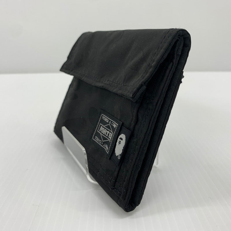 【中古品】【メンズ】 A BATHING APE アベイシングエイプ × PORTER ポーター 別注 コラボ JACQUARD CAMO WALLET ジャカード カモ ウォレット 財布 200-260714-ko-06-tei カラー：ブラック 万代Net店