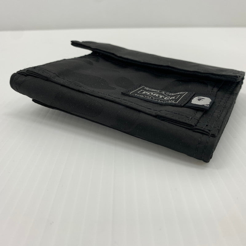 【中古品】【メンズ】 A BATHING APE アベイシングエイプ × PORTER ポーター 別注 コラボ JACQUARD CAMO WALLET ジャカード カモ ウォレット 財布 200-260714-ko-06-tei カラー：ブラック 万代Net店