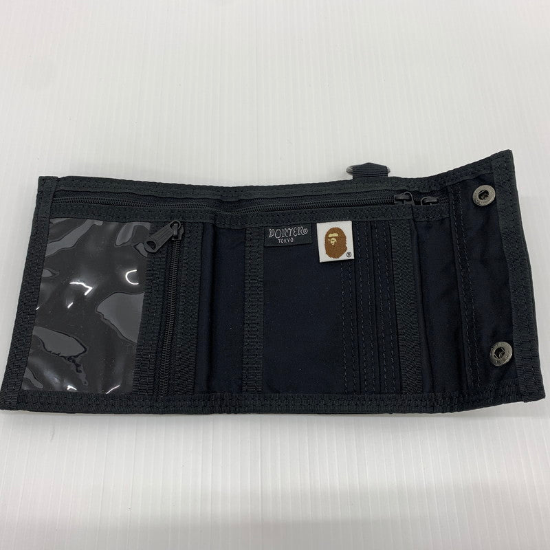 【中古品】【メンズ】 A BATHING APE アベイシングエイプ × PORTER ポーター 別注 コラボ JACQUARD CAMO WALLET ジャカード カモ ウォレット 財布 200-260714-ko-06-tei カラー：ブラック 万代Net店