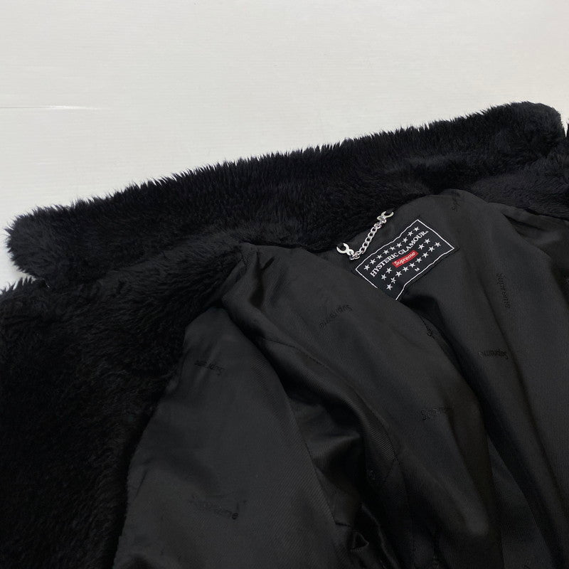 【現状渡し品】【メンズ】 HYSTERIC GLAMOUR ヒステリックグラマー × SUPREME シュプリーム 別注コラボ 17AW FUCKYOU FAUX FUR COAT ファック ユー フォー ファーコート アウター 140-260716-ss-12-tei サイズ：M カラー：ブラック 万代Net店
