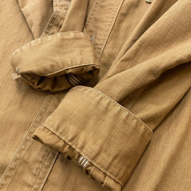 【中古品】【メンズ】 WAREHOUSE ウエアハウス × BIGYANK ビッグヤング 別注コラボ 30's VINTAGE YANK FLYER VENTILATION WORK SHIRTS 30年代 ヤングフライヤー ベンチレーション ワークシャツ 145-260712-sa-10-tei サイズ：14 カラー：ブラウン 万代Net店