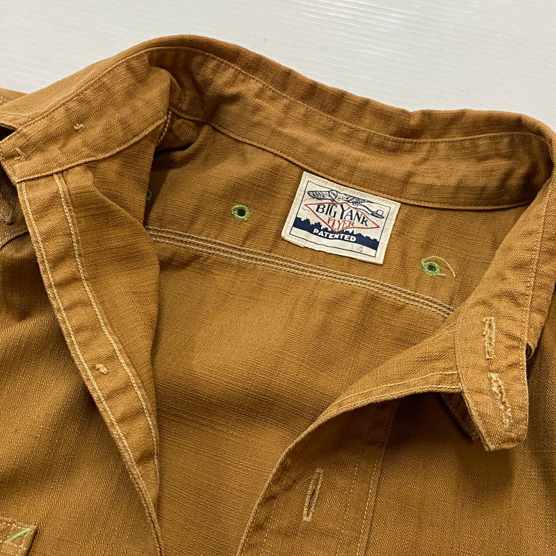 【中古品】【メンズ】 WAREHOUSE ウエアハウス × BIGYANK ビッグヤング 別注コラボ 30's VINTAGE YANK FLYER VENTILATION WORK SHIRTS 30年代 ヤングフライヤー ベンチレーション ワークシャツ 145-260712-sa-10-tei サイズ：14 カラー：ブラウン 万代Net店