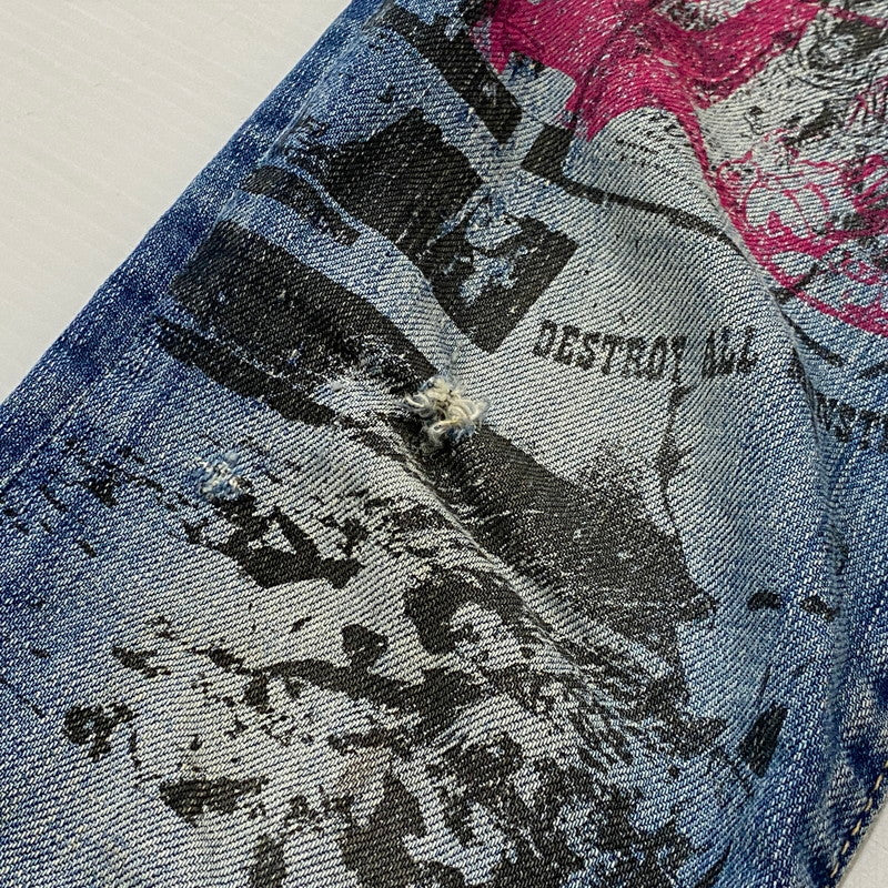 【中古品】【メンズ】 HYSTERIC GLAMOUR ヒステリック グラマー DESTROY ALL MONSTERS DENIM PANTS デストロイ オール モンスターズ ボトムス デニム ジーンズ 171-260712-sa-08-tei サイズ：XS カラー：インディゴ 万代Net店