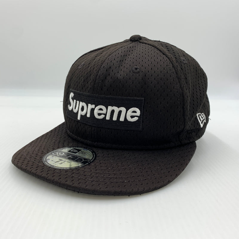 【中古品】【メンズ】 SUPREME シュプリーム × NEW ERA ニューエラ 別注コラボ 18SS MESH BOX LOGO CAP メッシュ ボックスロゴ キャップ 帽子 149-260730-yo-02-tei サイズ：７ 5/8 カラー：ブラック 万代Net店