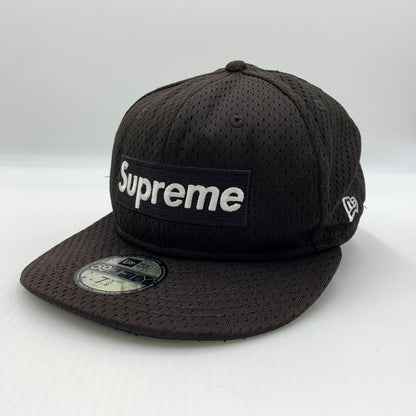 【中古品】【メンズ】 SUPREME シュプリーム × NEW ERA ニューエラ 別注コラボ 18SS MESH BOX LOGO CAP メッシュ ボックスロゴ キャップ 帽子 149-260730-yo-02-tei サイズ：７ 5/8 カラー：ブラック 万代Net店