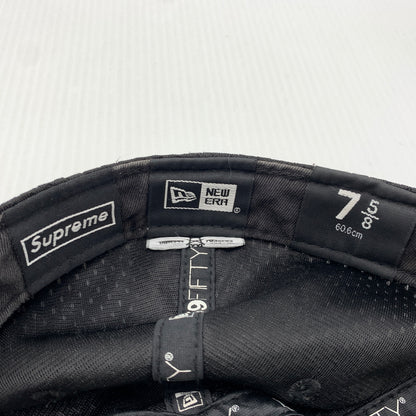 【中古品】【メンズ】 SUPREME シュプリーム × NEW ERA ニューエラ 別注コラボ 18SS MESH BOX LOGO CAP メッシュ ボックスロゴ キャップ 帽子 149-260730-yo-02-tei サイズ：７ 5/8 カラー：ブラック 万代Net店