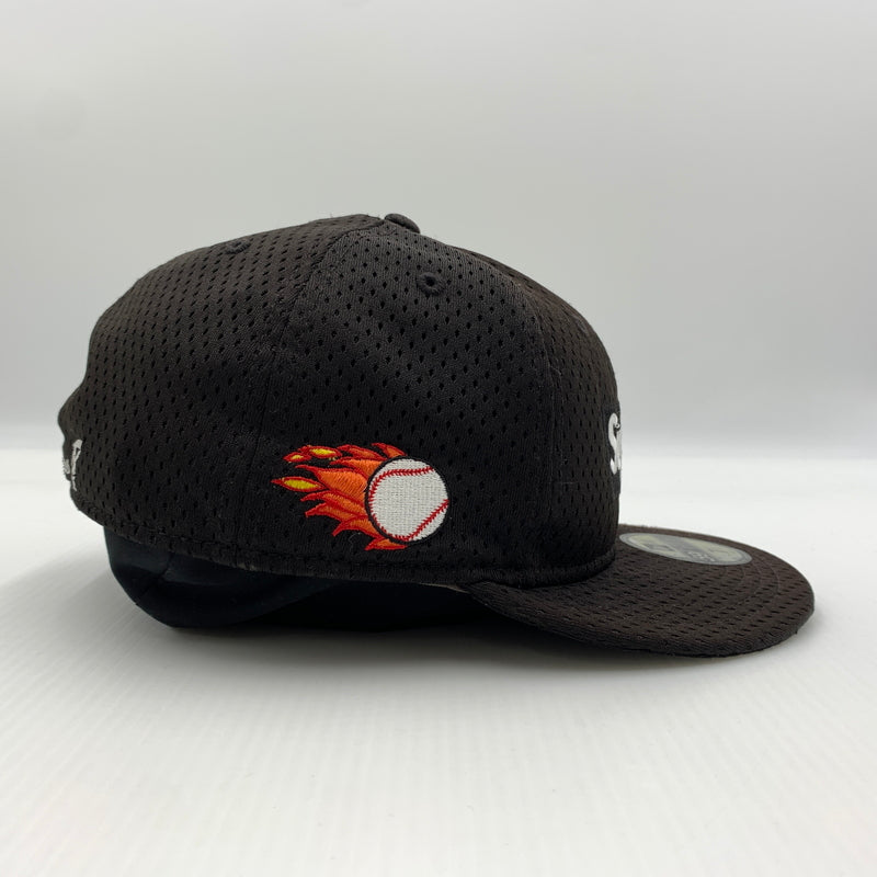 【中古品】【メンズ】 SUPREME シュプリーム × NEW ERA ニューエラ 別注コラボ 18SS MESH BOX LOGO CAP メッシュ ボックスロゴ キャップ 帽子 149-260730-yo-02-tei サイズ：７ 5/8 カラー：ブラック 万代Net店