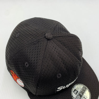 【中古品】【メンズ】 SUPREME シュプリーム × NEW ERA ニューエラ 別注コラボ 18SS MESH BOX LOGO CAP メッシュ ボックスロゴ キャップ 帽子 149-260730-yo-02-tei サイズ：７ 5/8 カラー：ブラック 万代Net店