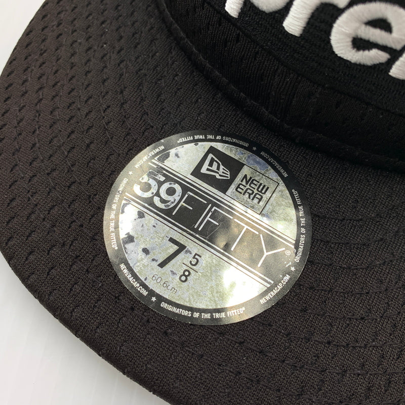 【中古品】【メンズ】 SUPREME シュプリーム × NEW ERA ニューエラ 別注コラボ 18SS MESH BOX LOGO CAP メッシュ ボックスロゴ キャップ 帽子 149-260730-yo-02-tei サイズ：７ 5/8 カラー：ブラック 万代Net店