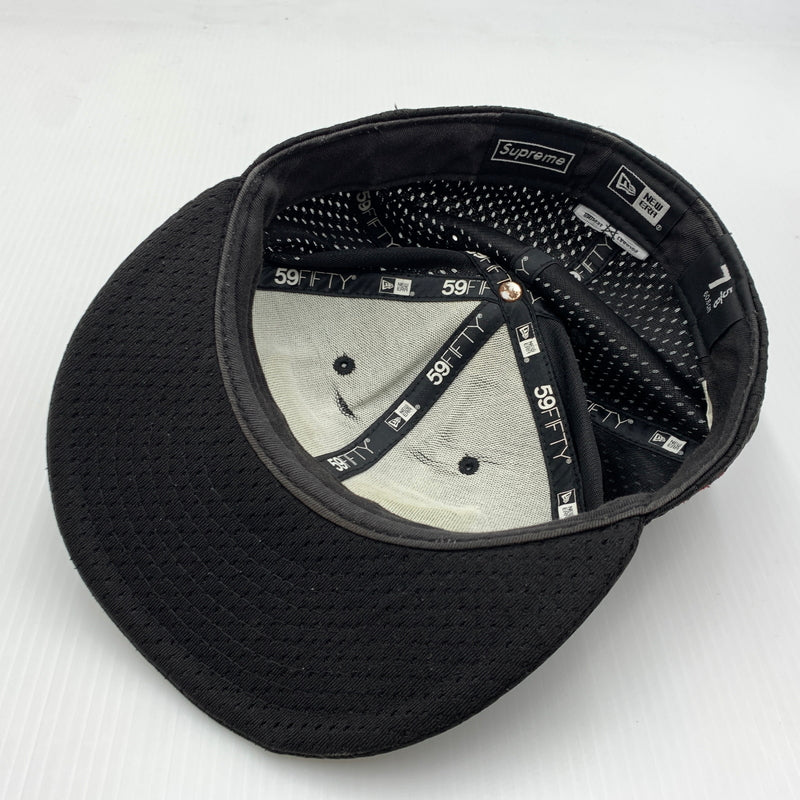【中古品】【メンズ】 SUPREME シュプリーム × NEW ERA ニューエラ 別注コラボ 18SS MESH BOX LOGO CAP メッシュ ボックスロゴ キャップ 帽子 149-260730-yo-02-tei サイズ：７ 5/8 カラー：ブラック 万代Net店