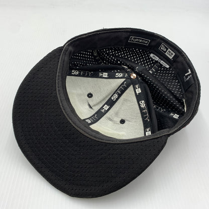 【中古品】【メンズ】 SUPREME シュプリーム × NEW ERA ニューエラ 別注コラボ 18SS MESH BOX LOGO CAP メッシュ ボックスロゴ キャップ 帽子 149-260730-yo-02-tei サイズ：７ 5/8 カラー：ブラック 万代Net店