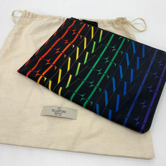 【中古品】【メンズ】 Valentino ヴァレンチノ RAINBOW LOGO CRUTCH BAG レインボー ロゴ クラッチバッグ カバン セカンドバッグ 180-260714-ko-10-tei カラー：ブラック/マルチ 万代Net店