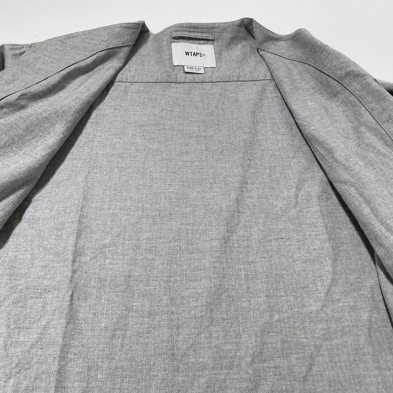 【中古品】【メンズ】 WTAPS ダブルタップス 23SS LEAGUE LS COTTON BASEBALL SHIRT 231TQDT-SHM07 リーグ ロングスリーブ コットン ベースボールシャツ 長袖 トップス 142-260713-yo-10-tei サイズ：01 カラー：グレー 万代Net店