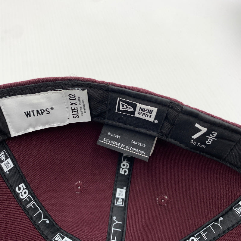 【中古品】【メンズ】 WTAPS ダブルタップス × NEW ERA ニューエラ 別注コラボ 59FIFTY LOW PROFILE CAP POLY TWILL 242NENED-HT02 ロー プロファイル キャップ 帽子 185-260730-yo-13-tei サイズ：７ 3/8 カラー：マルーン 万代Net店