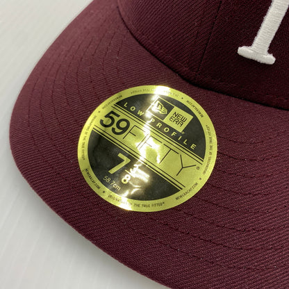 【中古品】【メンズ】 WTAPS ダブルタップス × NEW ERA ニューエラ 別注コラボ 59FIFTY LOW PROFILE CAP POLY TWILL 242NENED-HT02 ロー プロファイル キャップ 帽子 185-260730-yo-13-tei サイズ：７ 3/8 カラー：マルーン 万代Net店