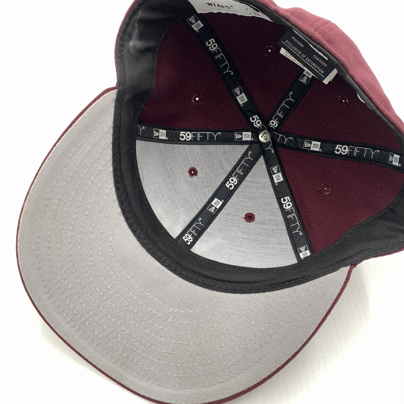 【中古品】【メンズ】 WTAPS ダブルタップス × NEW ERA ニューエラ 別注コラボ 59FIFTY LOW PROFILE CAP POLY TWILL 242NENED-HT02 ロー プロファイル キャップ 帽子 185-260730-yo-13-tei サイズ：７ 3/8 カラー：マルーン 万代Net店