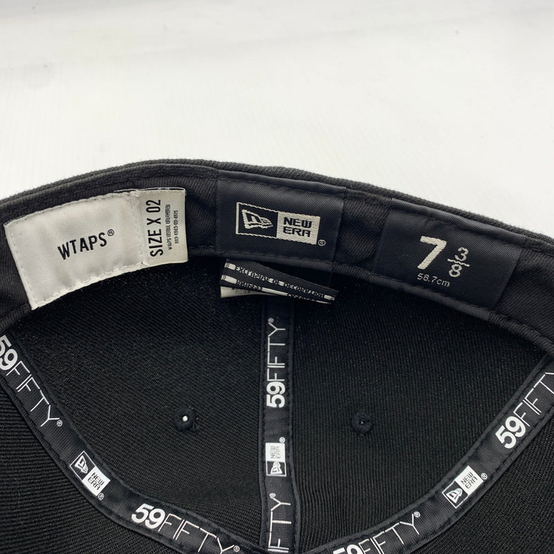 【中古品】【メンズ】 WTAPS ダブルタップス × NEW ERA ニューエラ 別注コラボ 59FIFTY LOW PROFILE CAP POLY. TWILL. NEWERA. LEAGUE ロー プロファイル キャップ 帽子 185-260730-yo-12-tei サイズ：７ 3/8 カラー：ブラック 万代Net店