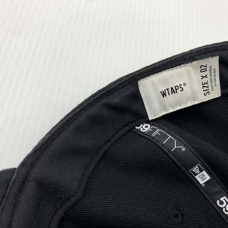 【中古品】【メンズ】 WTAPS ダブルタップス × NEW ERA ニューエラ 別注コラボ 59FIFTY LOW PROFILE CAP POLY. TWILL. NEWERA. LEAGUE ロー プロファイル キャップ 帽子 185-260730-yo-12-tei サイズ：７ 3/8 カラー：ブラック 万代Net店