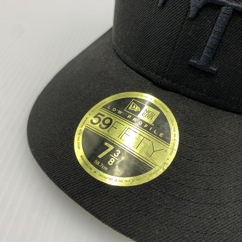 【中古品】【メンズ】 WTAPS ダブルタップス × NEW ERA ニューエラ 別注コラボ 59FIFTY LOW PROFILE CAP POLY. TWILL. NEWERA. LEAGUE ロー プロファイル キャップ 帽子 185-260730-yo-12-tei サイズ：７ 3/8 カラー：ブラック 万代Net店