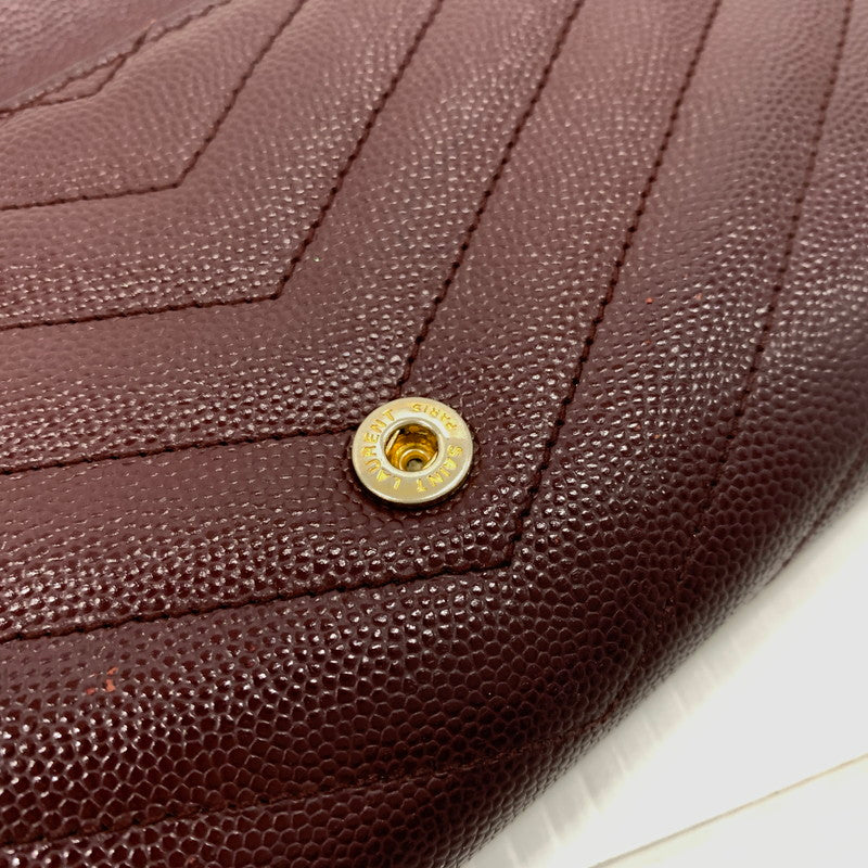 【中古品】【メンズ/レディース】 Saint Laurent サンローラン CFP372264 モノグラム フラップ ウォレット 長財布 レザーウォレット 200-260714-ko-05-tei カラー：ボルドー 万代Net店