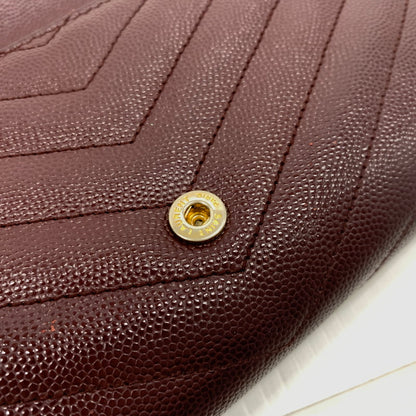【中古品】【メンズ/レディース】 Saint Laurent サンローラン CFP372264 モノグラム フラップ ウォレット 長財布 レザーウォレット 200-260714-ko-05-tei カラー：ボルドー 万代Net店