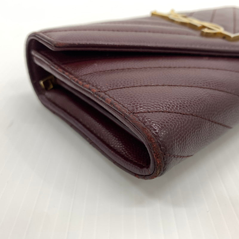 【中古品】【メンズ/レディース】 Saint Laurent サンローラン CFP372264 モノグラム フラップ ウォレット 長財布 レザーウォレット 200-260714-ko-05-tei カラー：ボルドー 万代Net店