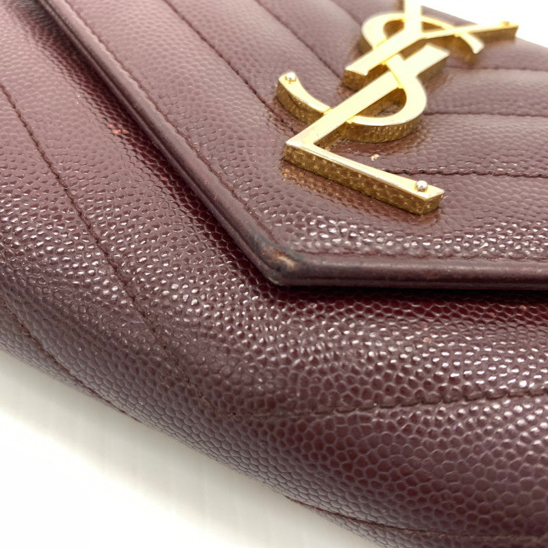 【中古品】【メンズ/レディース】 Saint Laurent サンローラン CFP372264 モノグラム フラップ ウォレット 長財布 レザーウォレット 200-260714-ko-05-tei カラー：ボルドー 万代Net店