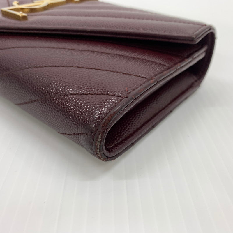 【中古品】【メンズ/レディース】 Saint Laurent サンローラン CFP372264 モノグラム フラップ ウォレット 長財布 レザーウォレット 200-260714-ko-05-tei カラー：ボルドー 万代Net店