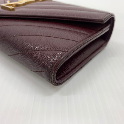 【中古品】【メンズ/レディース】 Saint Laurent サンローラン CFP372264 モノグラム フラップ ウォレット 長財布 レザーウォレット 200-260714-ko-05-tei カラー：ボルドー 万代Net店