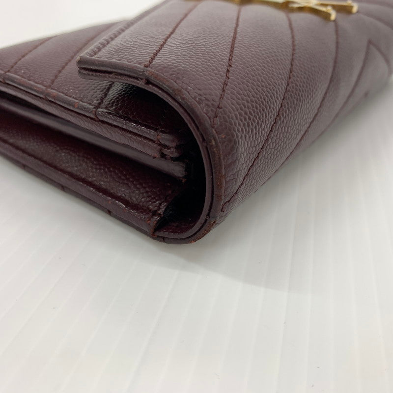 【中古品】【メンズ/レディース】 Saint Laurent サンローラン CFP372264 モノグラム フラップ ウォレット 長財布 レザーウォレット 200-260714-ko-05-tei カラー：ボルドー 万代Net店